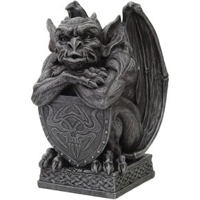 PTC 6.5 Inch Resin Medieval Gargoyle with Shield Protection Statue