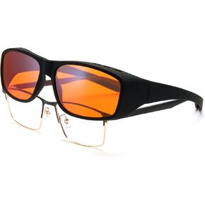 Cyxus Fit Over Blue Light Blocking Glasses Orange Computer Gaming Glasses Amber Anti-blue Blocker for Men Women Better Sleep