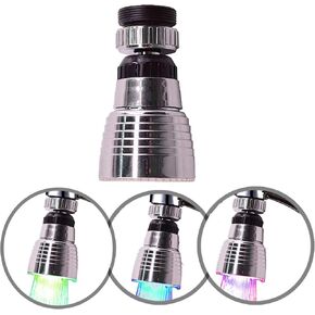 Swivel 3-Color Temperature Sensitive Gradient LED Water Faucet Light Water Stream Color Changing Faucet Sink Faucet for Kitchen and Bathroom