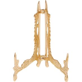 Bard's Ornate Hinged Brass Plate Stand, 5" H x 4" W x 3.75" D