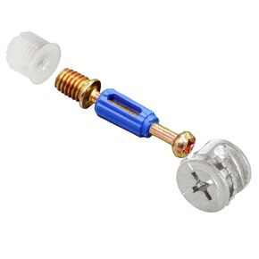 10 Sets Furniture Cam Lock Fasteners, 3-in-1 Cam Locks for Furniture, Cam Lock Fittings Cam Connector Furniture Replacement Parts, 1-9/16" / 40mm Dowel with Blue Plastic Sleeve