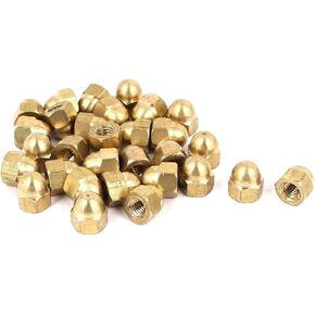 uxcell Acorn Hex Cap Nuts - 30Pcs M6 Dome Nuts Brass Hexagon Decorative Cap Nut for Screws Bolts Brass Tone