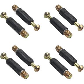 6x35mm Bronze Metal Dowel with Plastic Furniture Connecter Fittings Thread Bolts Dowels Screws for Cabinet Drawer Dresser and Wardrobe Furniture Panel Connecting Black Tone 8Pcs, (Bettomshin)