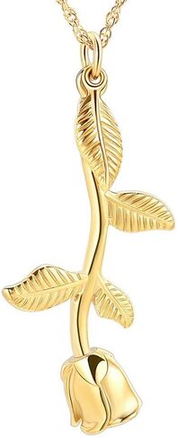 Cremation Urn Necklace for Ashes Rose Flower Cremation Jewelry Stainless Steel Ashes Pendant for Women Men Keepsake Human Pet Memorial for Jewelry in Saudi Arabia