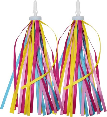 2pcs 29cm Length Polyester Silky Ribbons Streamers Bike Tassels Handlebar Tassels for Children Kid's Bike,Bicycle,Scooter,Baby Carrier Grips Decoration(Colorful) (Mixed Color) in Saudi Arabia