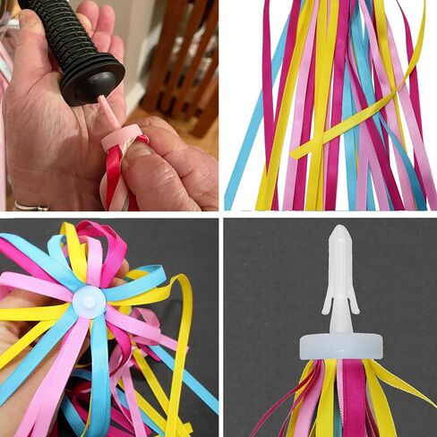 2pcs 29cm Length Polyester Silky Ribbons Streamers Bike Tassels Handlebar Tassels for Children Kid's Bike,Bicycle,Scooter,Baby Carrier Grips Decoration(Colorful) (Mixed Color) in Saudi Arabia