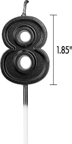 LUTER Black Glitter Happy Birthday Cake Candles Number Candles Number 8 Birthday Candle Cake Topper Decoration for Party Kids Adults (Number 8) in Kuwait