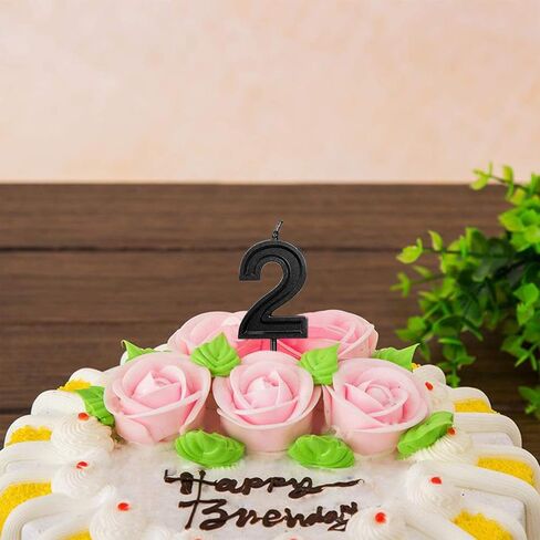 LUTER Black Glitter Happy Birthday Cake Candles Number Candles Number 8 Birthday Candle Cake Topper Decoration for Party Kids Adults (Number 8) in Kuwait