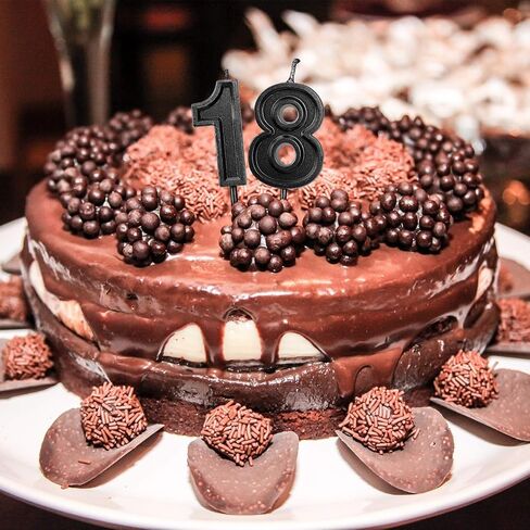 LUTER Black Glitter Happy Birthday Cake Candles Number Candles Number 8 Birthday Candle Cake Topper Decoration for Party Kids Adults (Number 8) in Kuwait