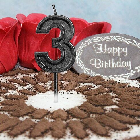 LUTER Black Glitter Happy Birthday Cake Candles Number Candles Number 8 Birthday Candle Cake Topper Decoration for Party Kids Adults (Number 8) in Kuwait