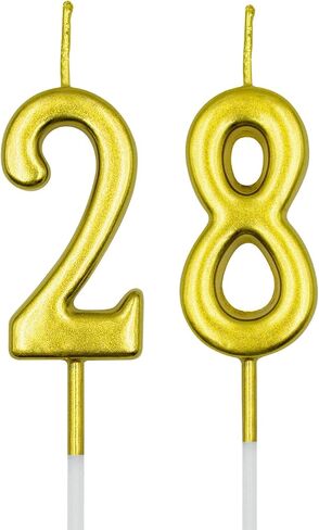 28th & 82nd Birthday Candles, Gold Number 28 82 Candle for Cake, Happy Birthday Cake Topper Decoration for Birthday Anniversary Celebration Party Supplies in Kuwait
