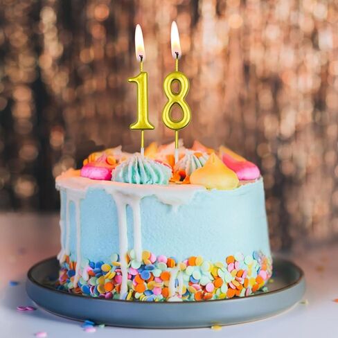 28th & 82nd Birthday Candles, Gold Number 28 82 Candle for Cake, Happy Birthday Cake Topper Decoration for Birthday Anniversary Celebration Party Supplies in Kuwait
