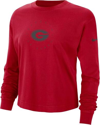 تيشيرت نسائي بأكمام طويلة من Nike College Boxy Dust (الولايات المتحدة، Alpha، Large، Regular، Regular، Red، Georgia Bulldogs) in Saudi Arabia