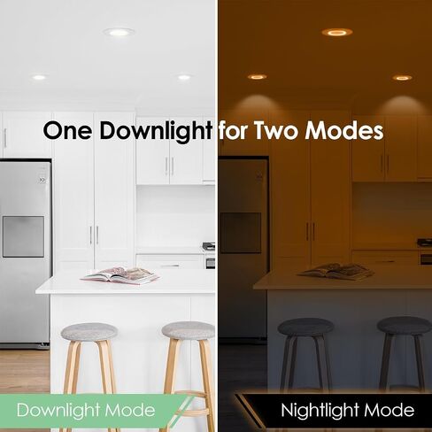 6 عبوات 5/6 بوصة 5CCT LED إضاءة غائرة مع ضوء ليلي، 2700K/3000K/3500K/4000K/5000K مصابيح مجوفة قابلة للتحديد، 12W=60W، 800LM، مصابيح خافتة للضوء، سهلة التركيب، قاعدة E26 in Saudi Arabia