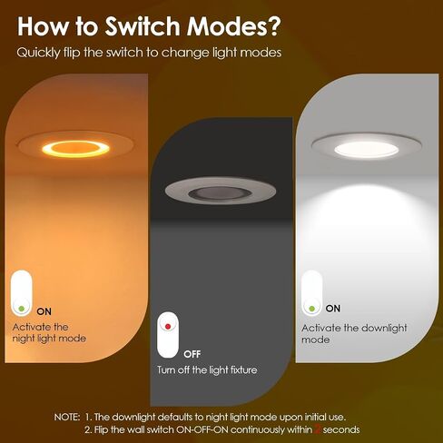 6 عبوات 5/6 بوصة 5CCT LED إضاءة غائرة مع ضوء ليلي، 2700K/3000K/3500K/4000K/5000K مصابيح مجوفة قابلة للتحديد، 12W=60W، 800LM، مصابيح خافتة للضوء، سهلة التركيب، قاعدة E26 in Saudi Arabia