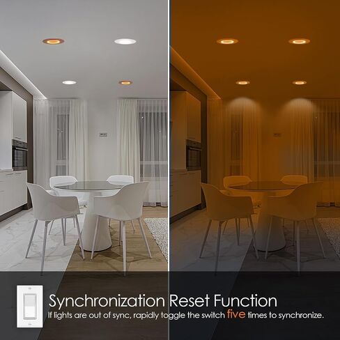 6 عبوات 5/6 بوصة 5CCT LED إضاءة غائرة مع ضوء ليلي، 2700K/3000K/3500K/4000K/5000K مصابيح مجوفة قابلة للتحديد، 12W=60W، 800LM، مصابيح خافتة للضوء، سهلة التركيب، قاعدة E26 in Saudi Arabia