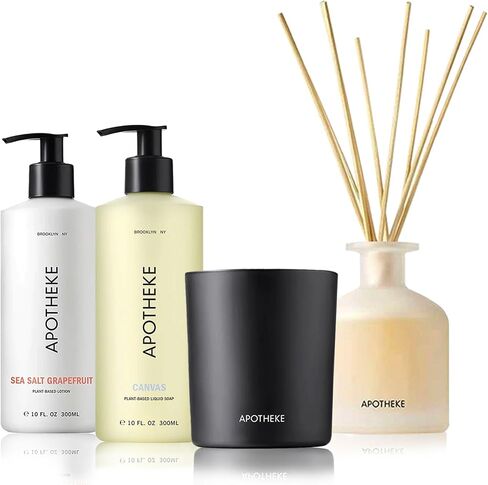 Apotheke Charcoal Bundle with Scented Candles, Oil Reed Diffuser, Body Lotion & Body Bar Soap in Saudi Arabia
