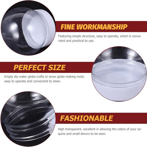 Alipis 10Pcs DIY Snow Globe, 3.6 Inch Plastic Clear Water Globe Christmas DIY Crafts Supplies Xmas Tabletop Decorations Miniature Landscape Making Props (270ML) in Saudi Arabia