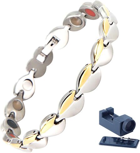 KYOSI Magnetic Bracelets for Women Stainless Steel Magnet Bracelet Special Jewelry with Sizing Tool 7.28 inches Silver Gold in Saudi Arabia