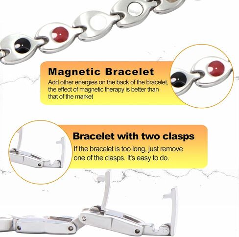 KYOSI Magnetic Bracelets for Women Stainless Steel Magnet Bracelet Special Jewelry with Sizing Tool 7.28 inches Silver Gold in Saudi Arabia