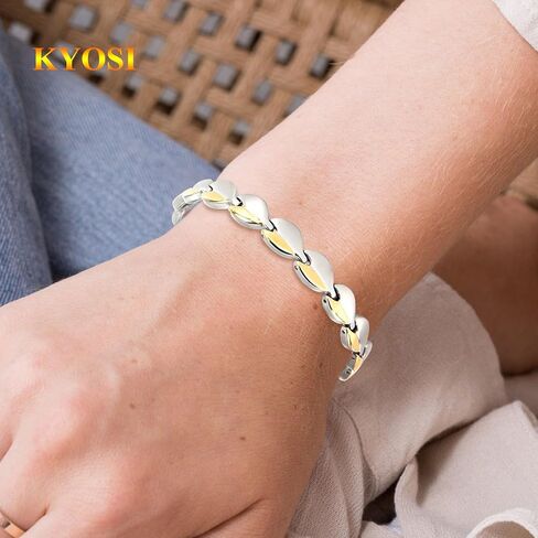 KYOSI Magnetic Bracelets for Women Stainless Steel Magnet Bracelet Special Jewelry with Sizing Tool 7.28 inches Silver Gold in Saudi Arabia