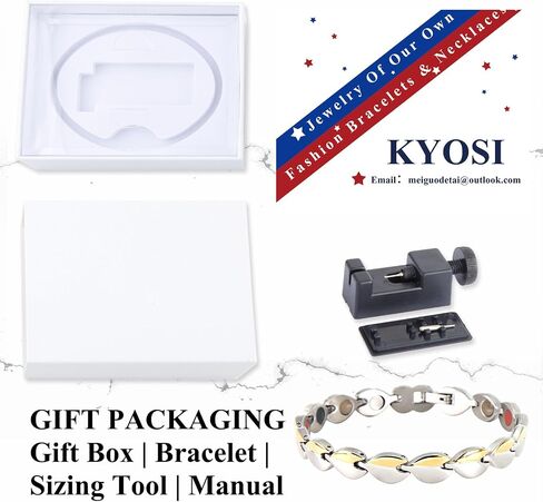 KYOSI Magnetic Bracelets for Women Stainless Steel Magnet Bracelet Special Jewelry with Sizing Tool 7.28 inches Silver Gold in Saudi Arabia