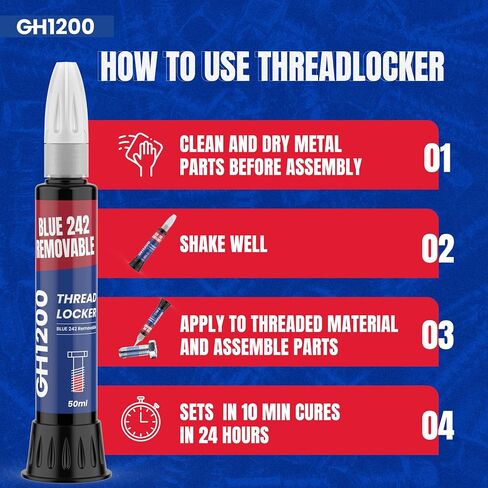 2 Pack Thread Lock. 271 and 242 Medium and Strong Strength Locktight for Nuts, Bolts, Fasteners and Metals. Lock Tight Thread Locker with Stable and Consistent Performance (6gx2) in Kuwait