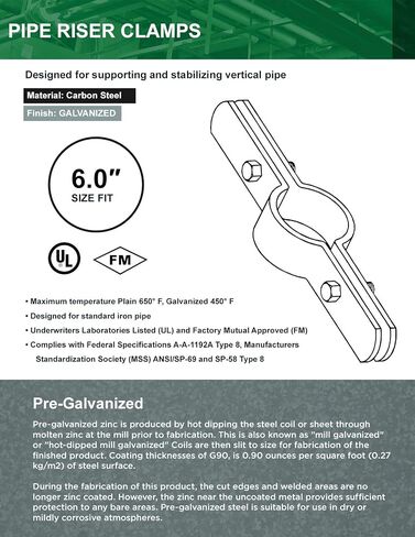 DMST-H06 Riser Clamp عمودي الأنابيب المعلقة للنحاس، الحديد، CPVC، PEX 6 بوصة. الصلب المجلفن in Saudi Arabia