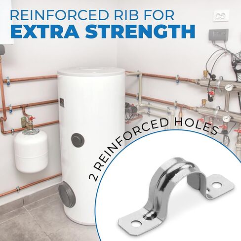 حزام أنبوب OhLectric بفتحتين 3/4 بوصة - ضلع مقوى لمزيد من القوة - مشبك حزام أنابيب فولاذي مطلي بالزنك لقناة EMT - تركيب سهل التركيب - عبوة من 10 قطع؛ OL-72853 -500 قطعة in Kuwait