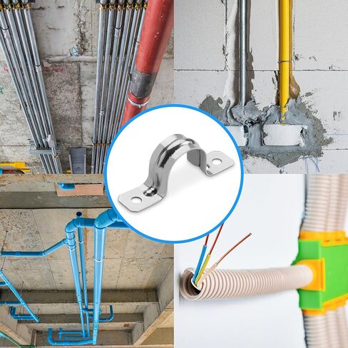 حزام أنبوب OhLectric بفتحتين 3/4 بوصة - ضلع مقوى لمزيد من القوة - مشبك حزام أنابيب فولاذي مطلي بالزنك لقناة EMT - تركيب سهل التركيب - عبوة من 10 قطع؛ OL-72853 -500 قطعة in Kuwait