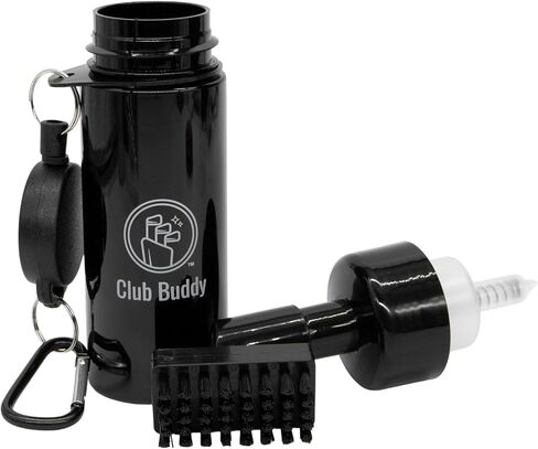 Golf Club Water Brush - Easy Golf Club Cleaning - Heavy Duty Nylon Bristles Head - Retractable Golf Bag Attachment - Anti-Leak Technology - 5 oz Reservoir Bottle - 7.8 inches in Saudi Arabia