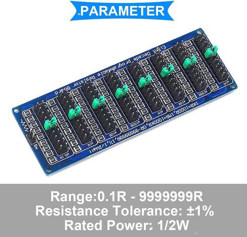 0.1R - 9999999R Programmable Resistor Board Eight Decade Adjustable Slide Resistor Board 1R 1% 1/2 Watt with 25PCS Jumper Cap in Saudi Arabia