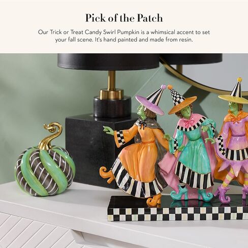 MACKENZIE-CHILDS Trick or Treat Candy Swirl Pumpkin, Resin Pumpkin Decor, Halloween Home Decor, Mini in Saudi Arabia