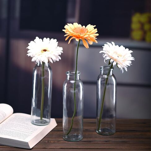 Jspupifip 12 مجموعة من المزهريات الزجاجية الشفافة، مزهرية صغيرة شفافة مزخرفة لقطع ديكور المنزل، ديكور طاولة المكتب، حفل زفاف، مظهر عتيق 5.2 بوصة in Kuwait