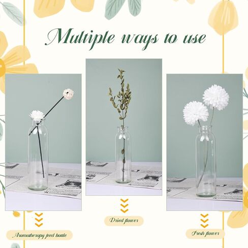 Jspupifip 12 مجموعة من المزهريات الزجاجية الشفافة، مزهرية صغيرة شفافة مزخرفة لقطع ديكور المنزل، ديكور طاولة المكتب، حفل زفاف، مظهر عتيق 5.2 بوصة in Kuwait