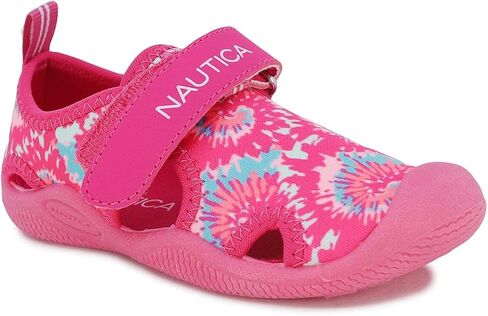 حذاء مائي واقي للأطفال من Nautica، صندل رياضي مغلق من الأمام للأولاد والبنات - Kettle Gulf-Pink Blue Tie Dye مقاس 9 in Kuwait