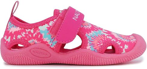 حذاء مائي واقي للأطفال من Nautica، صندل رياضي مغلق من الأمام للأولاد والبنات - Kettle Gulf-Pink Blue Tie Dye مقاس 9 in Kuwait