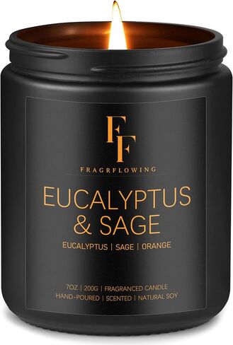 Eucalyptus and Sage Scented Candles Aromatherapy Candle, Natural Soy Wax Candles for Home Scented,Black Jar in Saudi Arabia