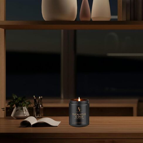Eucalyptus and Sage Scented Candles Aromatherapy Candle, Natural Soy Wax Candles for Home Scented,Black Jar in Saudi Arabia