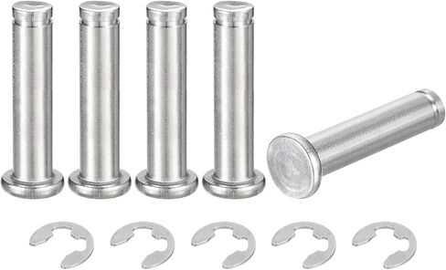 uxcell 5 مجموعة M8x35mm 304 الفولاذ المقاوم للصدأ أسطواني رمح المفاجئة تحديد موقع دبوس، رأس مسطح مخدد المفصلي موقف اسطوانة دبوس مع حلقة الاحتفاظ بمشبك E، فضي in Saudi Arabia