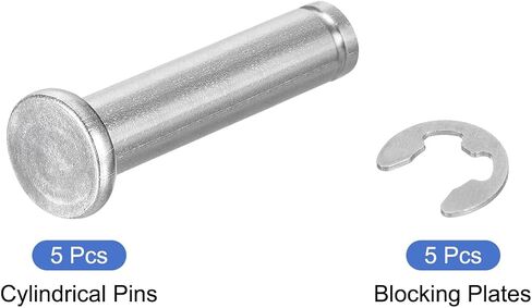 uxcell 5 مجموعة M8x35mm 304 الفولاذ المقاوم للصدأ أسطواني رمح المفاجئة تحديد موقع دبوس، رأس مسطح مخدد المفصلي موقف اسطوانة دبوس مع حلقة الاحتفاظ بمشبك E، فضي in Saudi Arabia