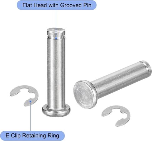 uxcell 5 مجموعة M8x35mm 304 الفولاذ المقاوم للصدأ أسطواني رمح المفاجئة تحديد موقع دبوس، رأس مسطح مخدد المفصلي موقف اسطوانة دبوس مع حلقة الاحتفاظ بمشبك E، فضي in Saudi Arabia