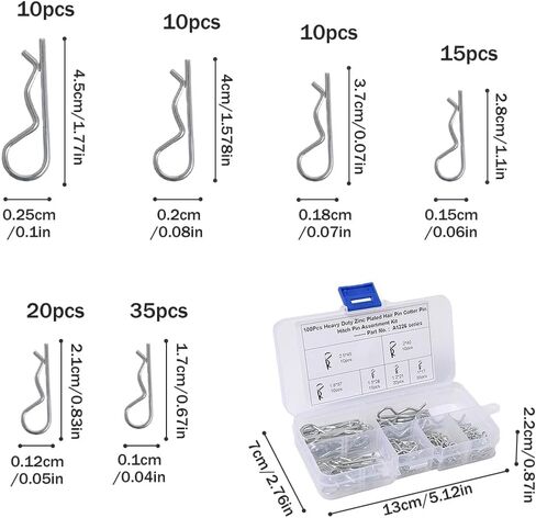 100 Pieces Stainless Steel Cotter Pins with Storage Box 6 Sizes Practical Suitable for Automotive Machinery Small Engines, Electrical Equipment Repair(Silver) in Saudi Arabia