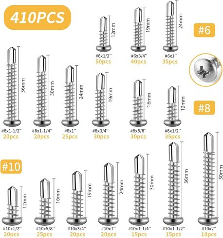 مجموعة برشام ألومنيوم 500 قطعة، مسامير برشام بوب عمياء لمجموعة متنوعة من المعادن 14 مقاسًا من مسامير الألومنيوم (3/32 بوصة 1/8 بوصة 5/32 بوصة 3/16 بوصة 1/4 بوصة)، مسامير عمياء متنوعة مع مقسم معزز in Kuwait