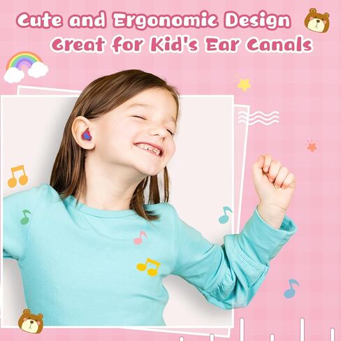 Kids Ear Plugs 2 Pairs(6-12 yrs), Reusable Noise Cancelling Earplugs, Silicone Noise Sensitivity Ear Plugs for Children/Small Ears, Ear Protection for Concerts/Flying/School/Playtime(Red+Grey) in Saudi Arabia