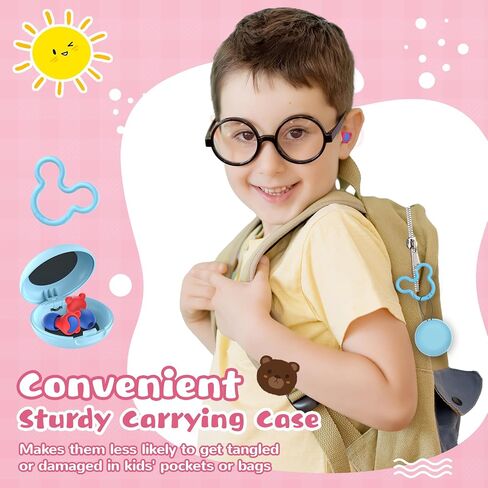 Kids Ear Plugs 2 Pairs(6-12 yrs), Reusable Noise Cancelling Earplugs, Silicone Noise Sensitivity Ear Plugs for Children/Small Ears, Ear Protection for Concerts/Flying/School/Playtime(Red+Grey) in Saudi Arabia