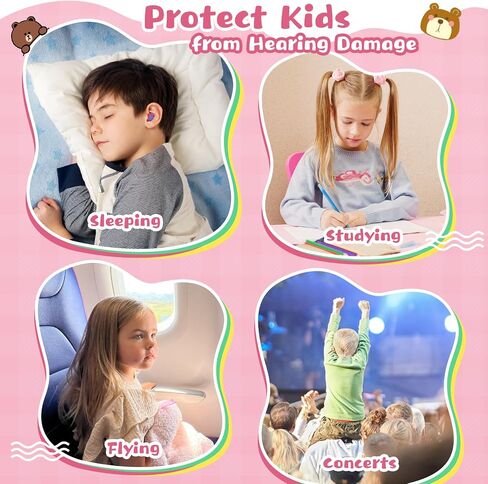 Kids Ear Plugs 2 Pairs(6-12 yrs), Reusable Noise Cancelling Earplugs, Silicone Noise Sensitivity Ear Plugs for Children/Small Ears, Ear Protection for Concerts/Flying/School/Playtime(Red+Grey) in Saudi Arabia