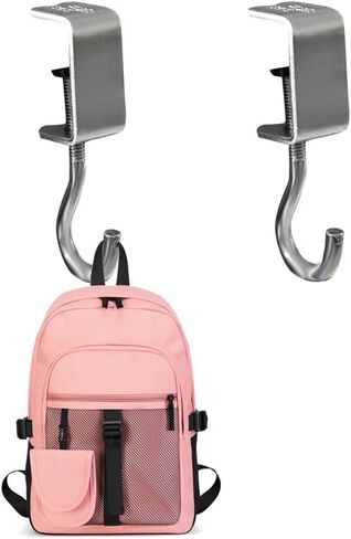 2 Pack Desk Mounted Bag Holder Hook, Portable Desk Mount Headphones Holder, Reduce Desk Clutter for Table Desk, Under Counter Clamp-On Backpack Hanger Hooks in Saudi Arabia