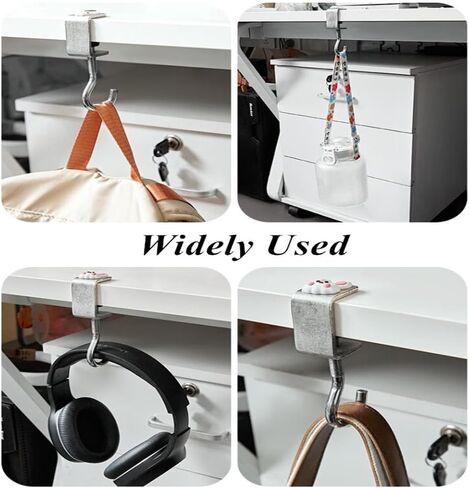 2 Pack Desk Mounted Bag Holder Hook, Portable Desk Mount Headphones Holder, Reduce Desk Clutter for Table Desk, Under Counter Clamp-On Backpack Hanger Hooks in Saudi Arabia