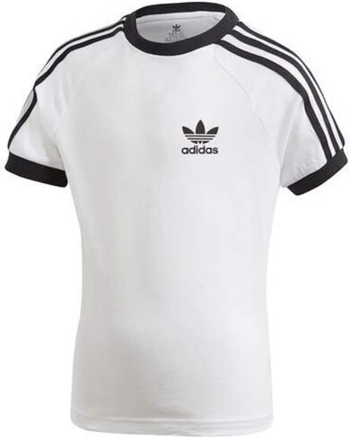 تي شيرت adidas Originals للجنسين للشباب بثلاثة خطوط أبيض/أسود أساسي متوسط in Saudi Arabia
